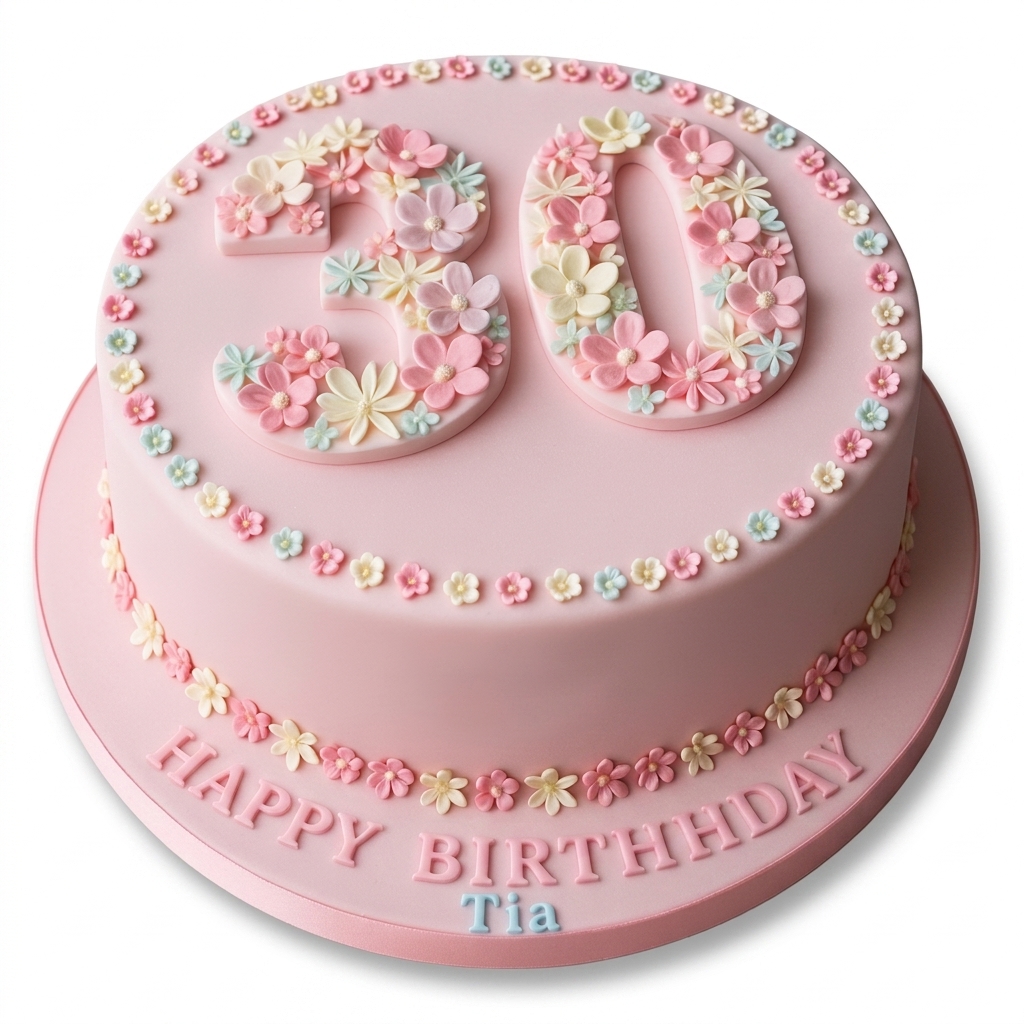 Elegant Floral Birthday Cake for Her with Custom Age