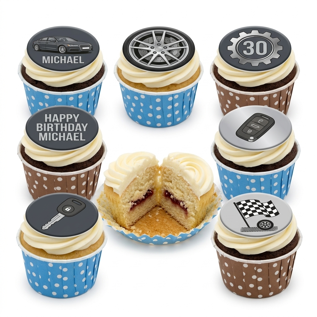 Car Theme Birthday Cupcakes for Him