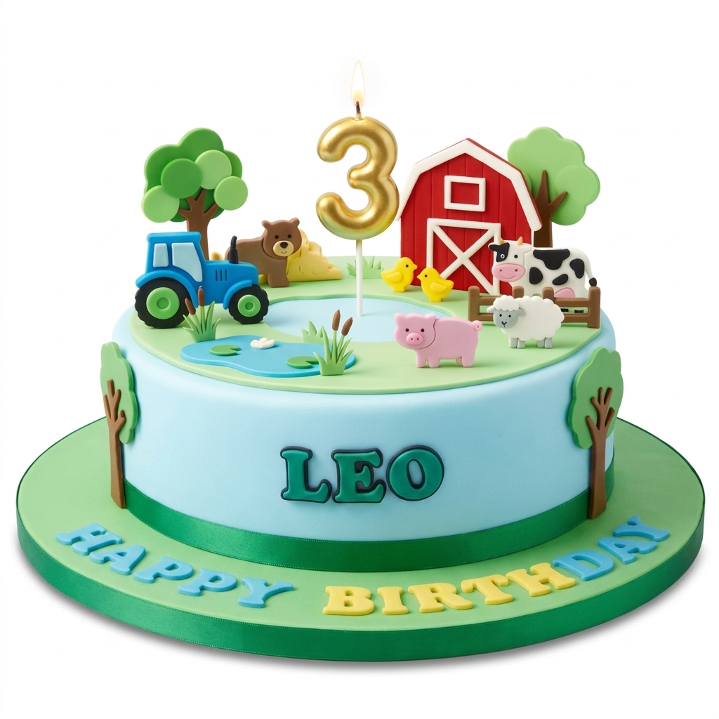 Farm Animals Birthday Cake for Kids