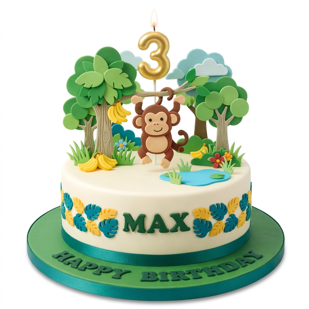 Jungle Monkey Kids Birthday Cake