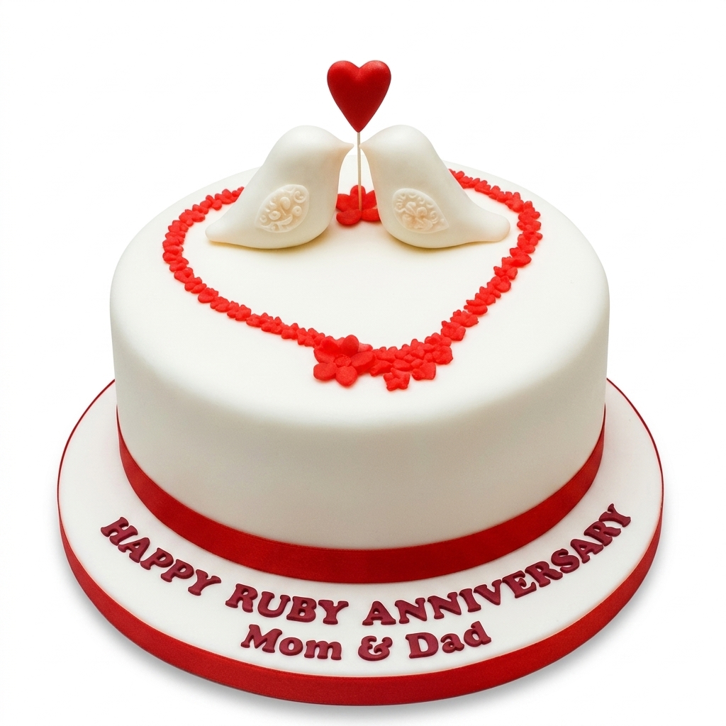 Ruby Anniversary Lovebirds Cake
