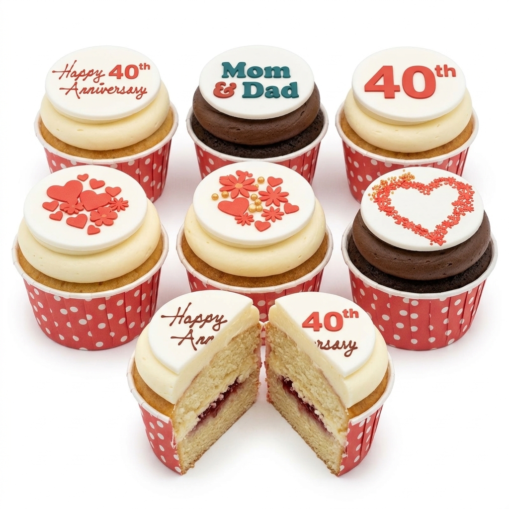 40th Anniversary Cupcakes with Personalised Message