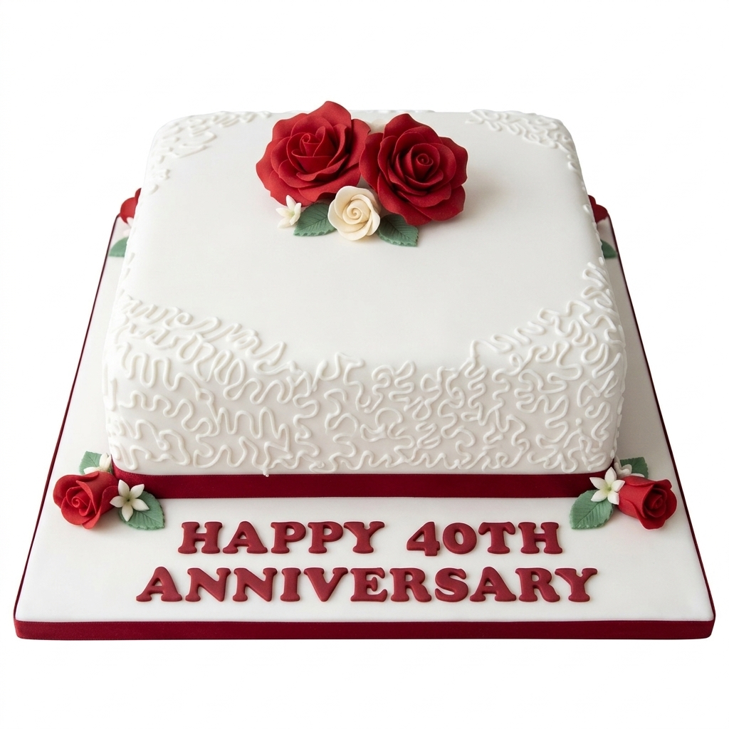 40th Anniversary Red Rose Celebration Cake