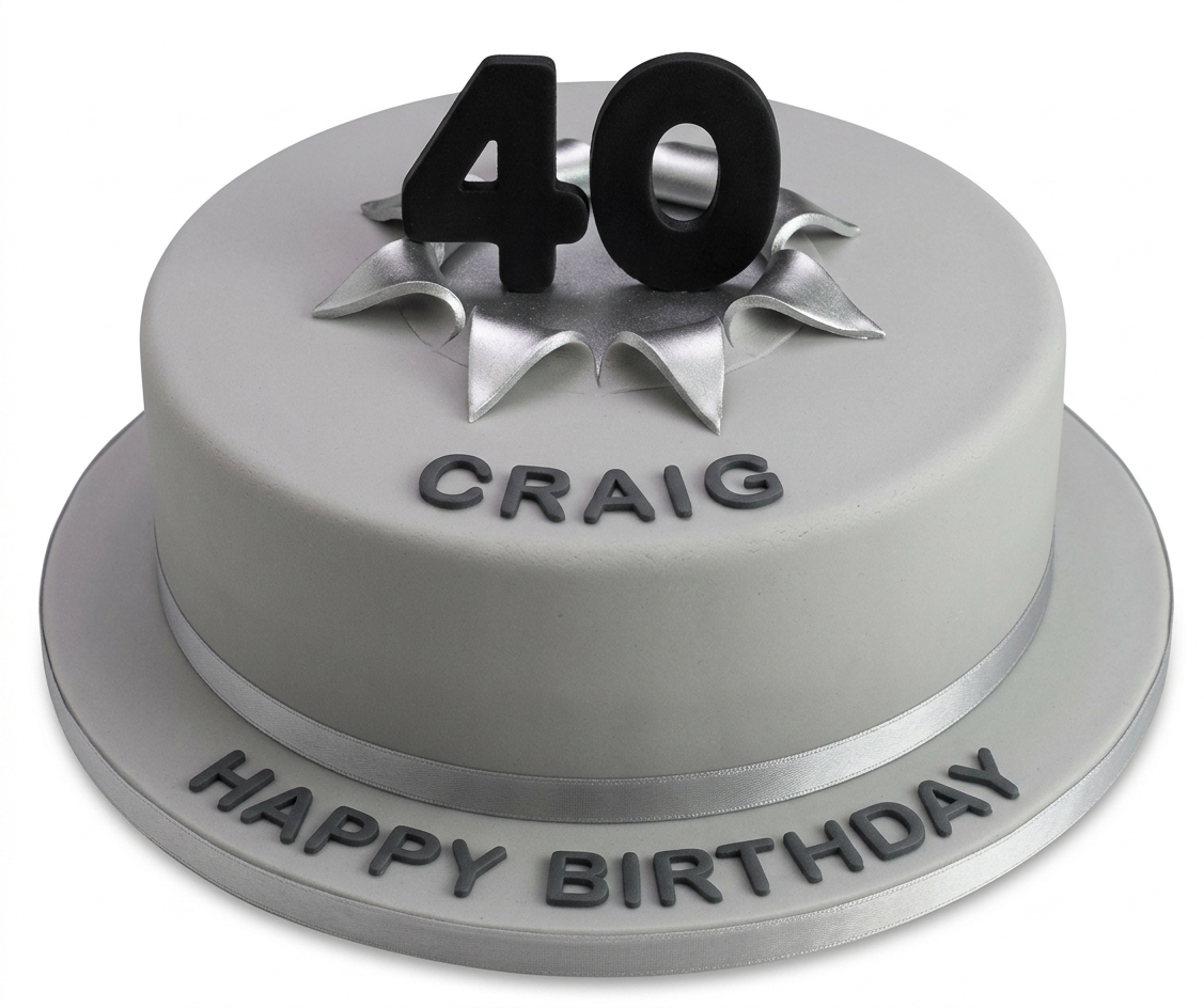 Elegant Grey & Silver Birthday Cake for Men