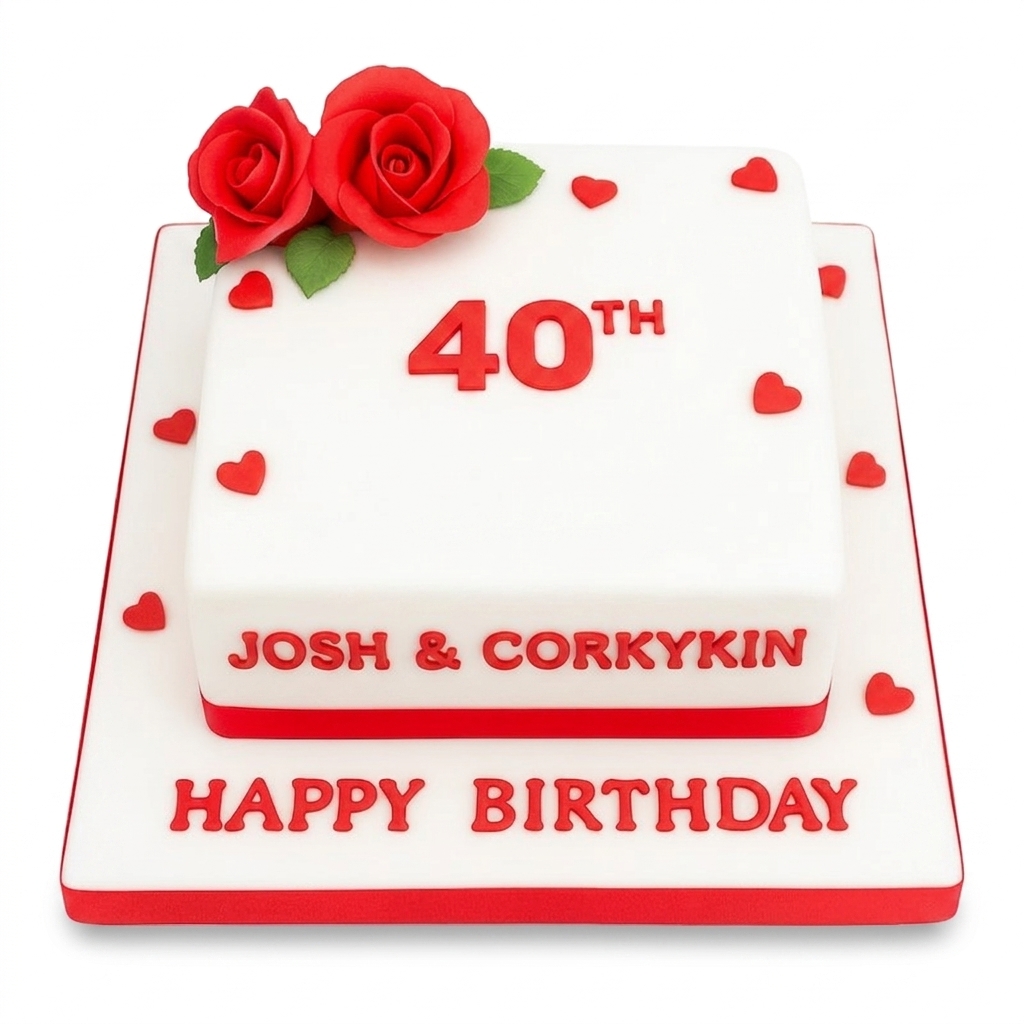 Elegant Roses & Hearts Birthday Cake for Her