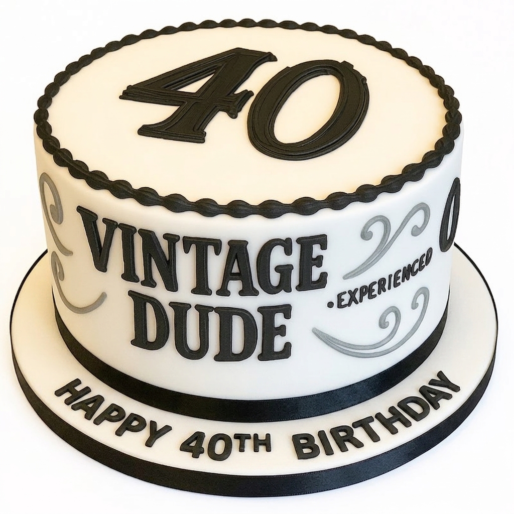 Men's Vintage Dude 40th Birthday Cake