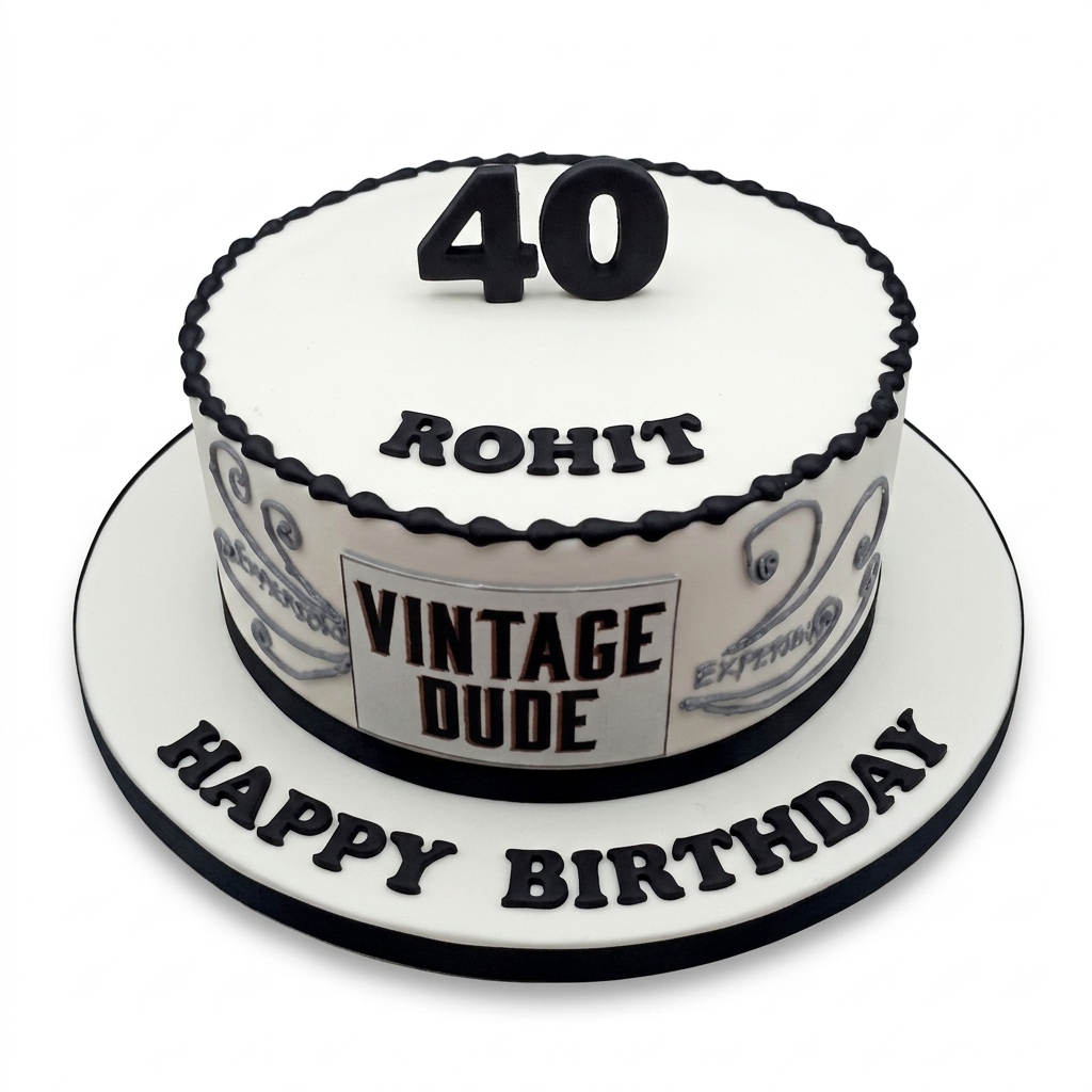 Vintage Dude Birthday Cake for Men with Custom Age