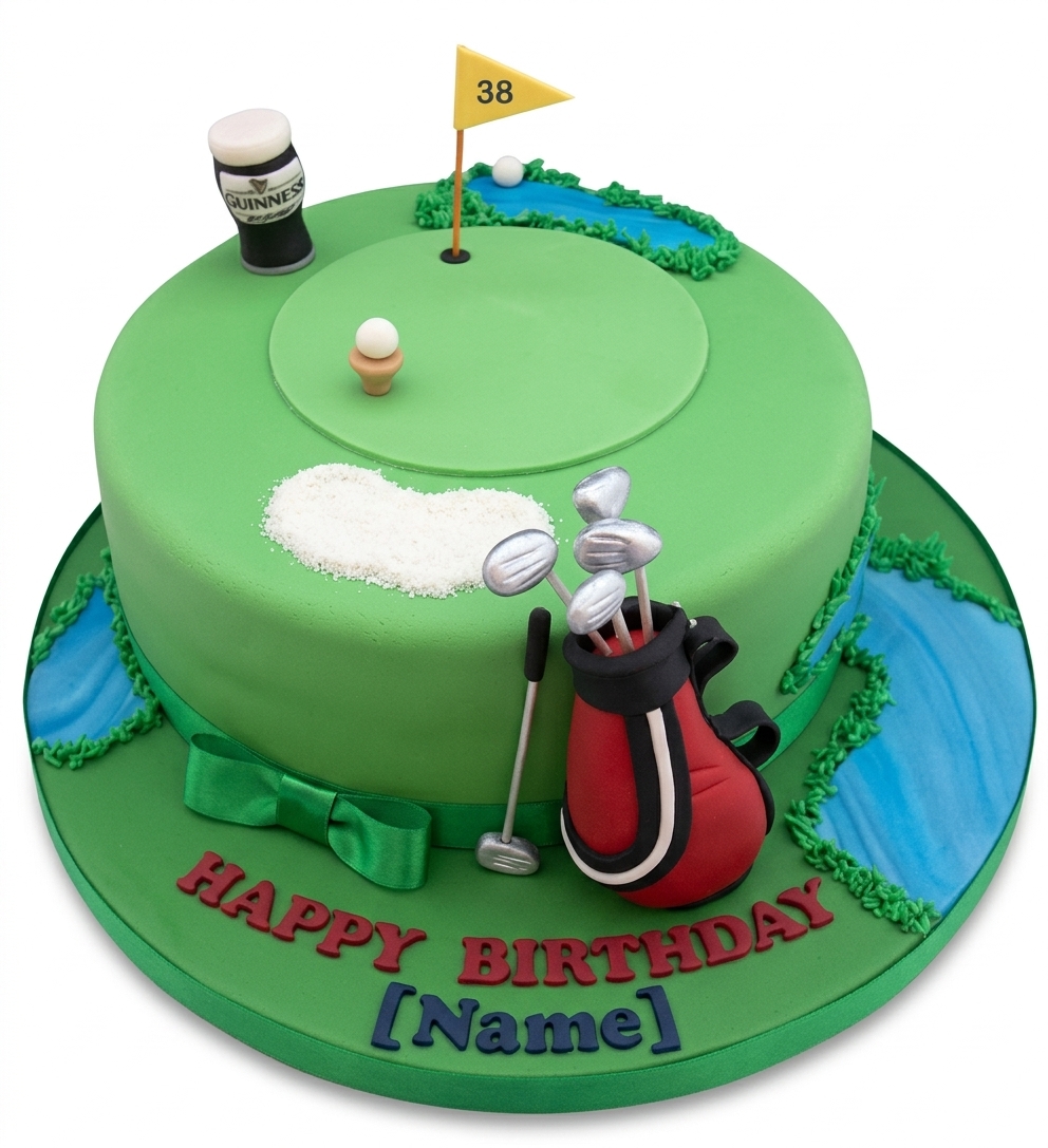 Golf Course Birthday Cake for Men with Custom Age