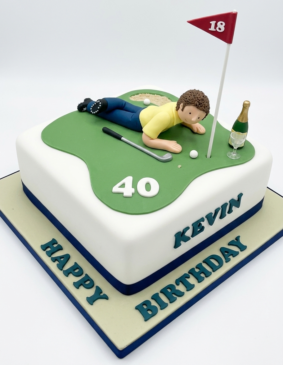 Golf Theme Birthday Cake for Men with Custom Age