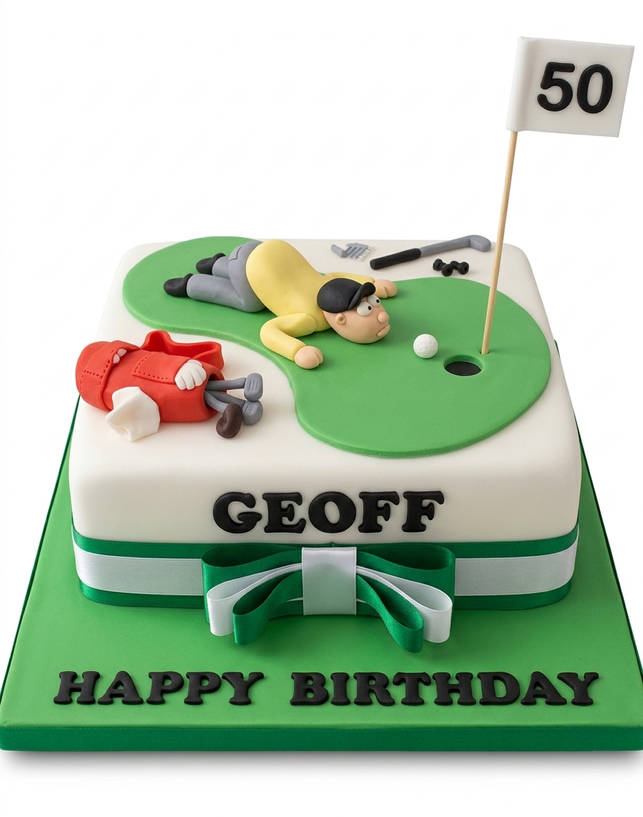 Golf Theme Birthday Cake for Him with Custom Age