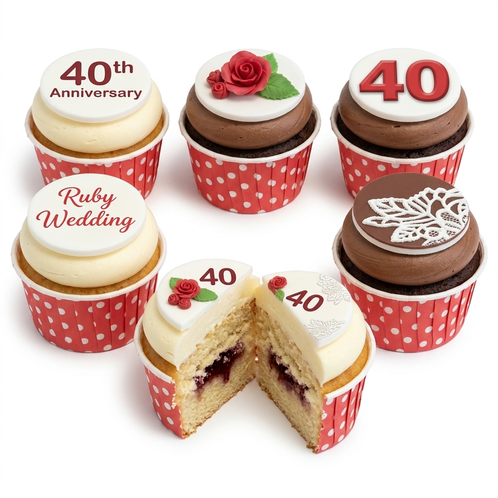 Ruby Wedding 40th Anniversary Cupcakes