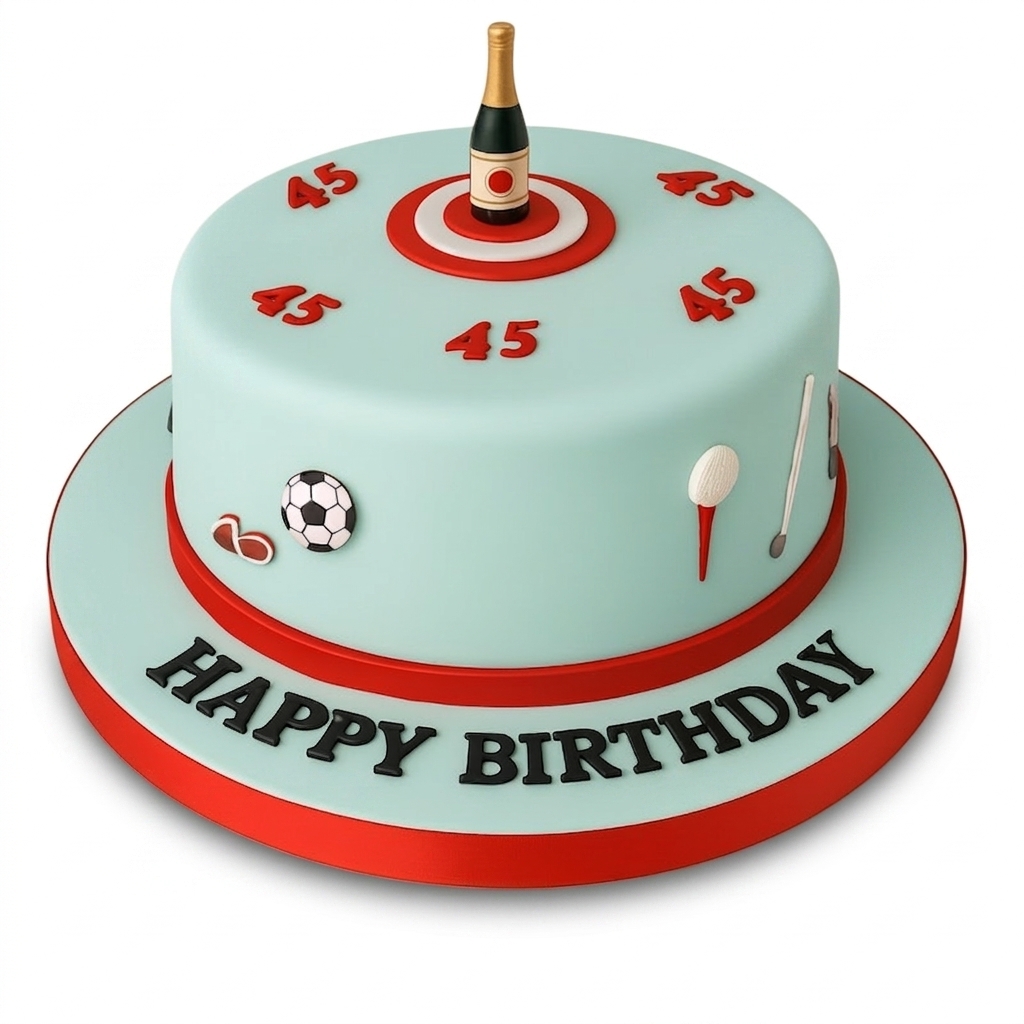 Sports & Hobbies Birthday Cake with Custom Age Topper