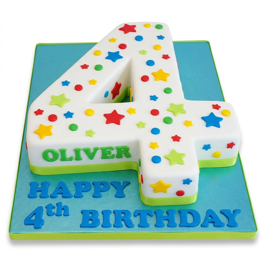 Colourful Stars Kids Number Birthday Cake