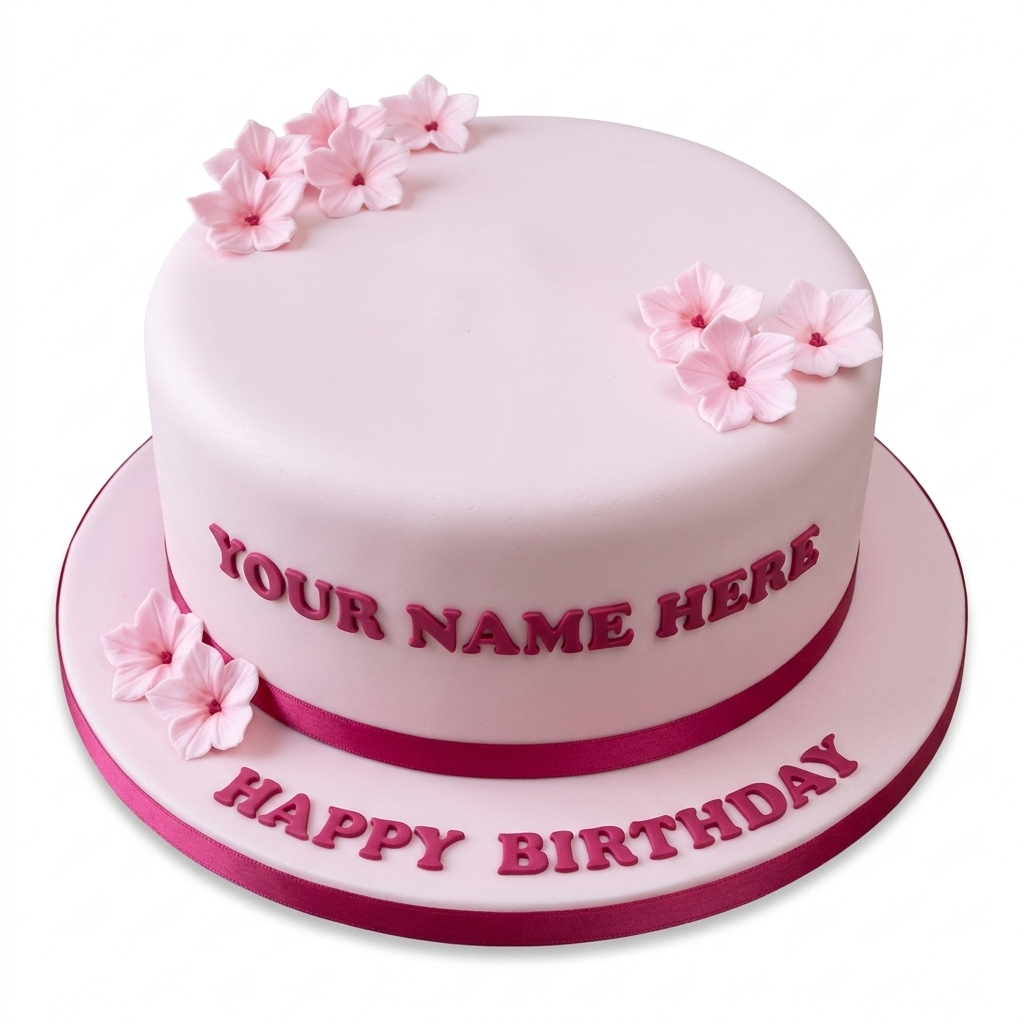 Personalised Pink Floral Birthday Cake