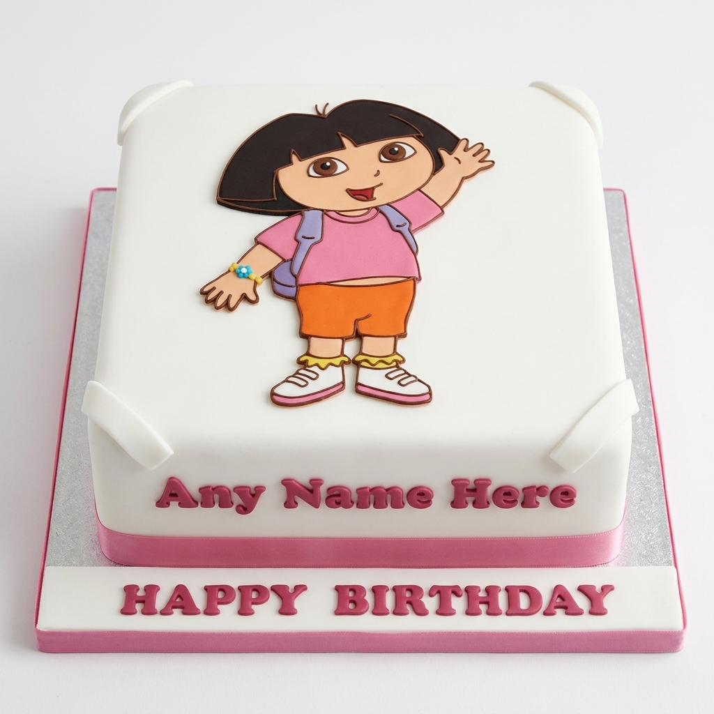 Dora the Explorer Birthday Cake with Personalised Name