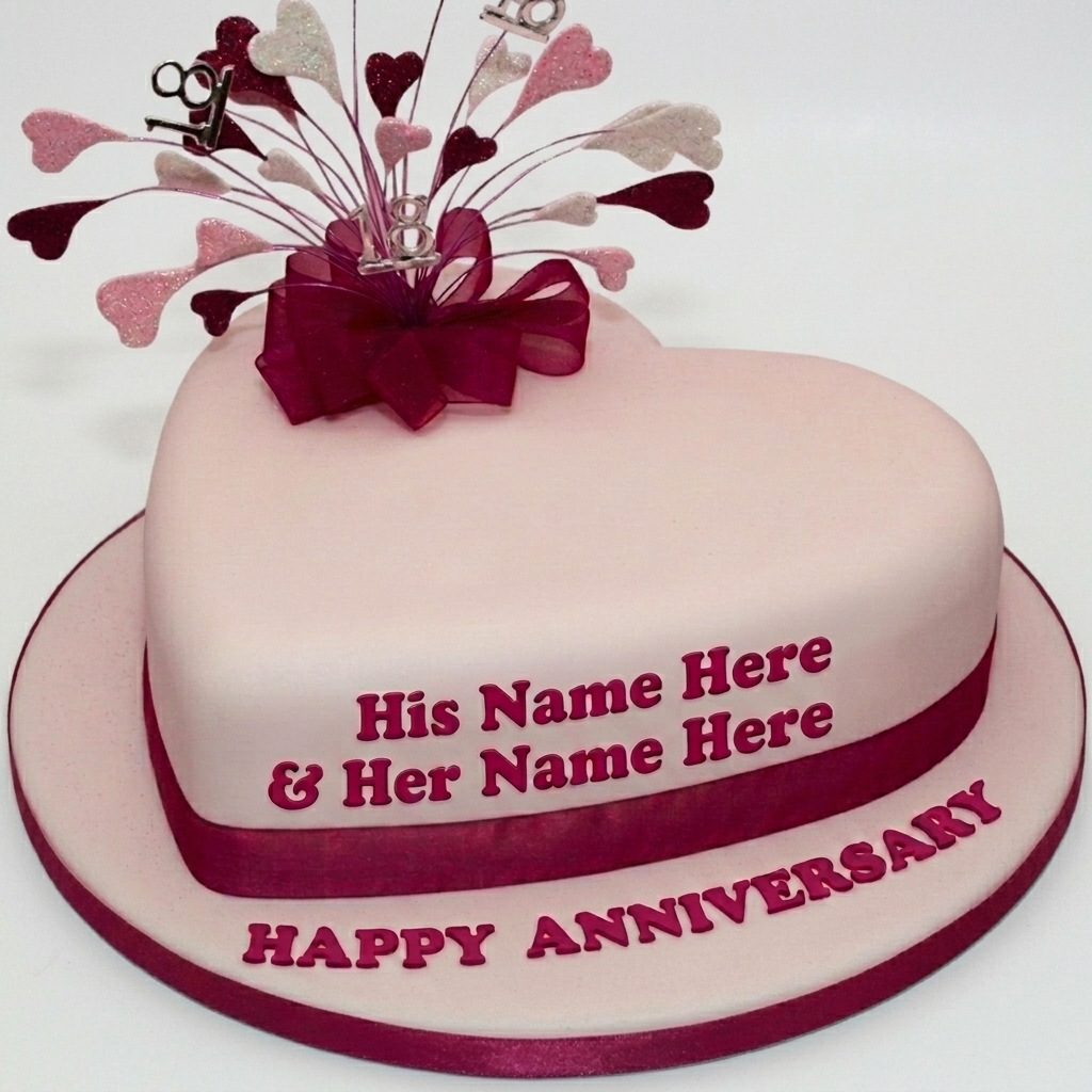 Personalised Heart Anniversary Cake