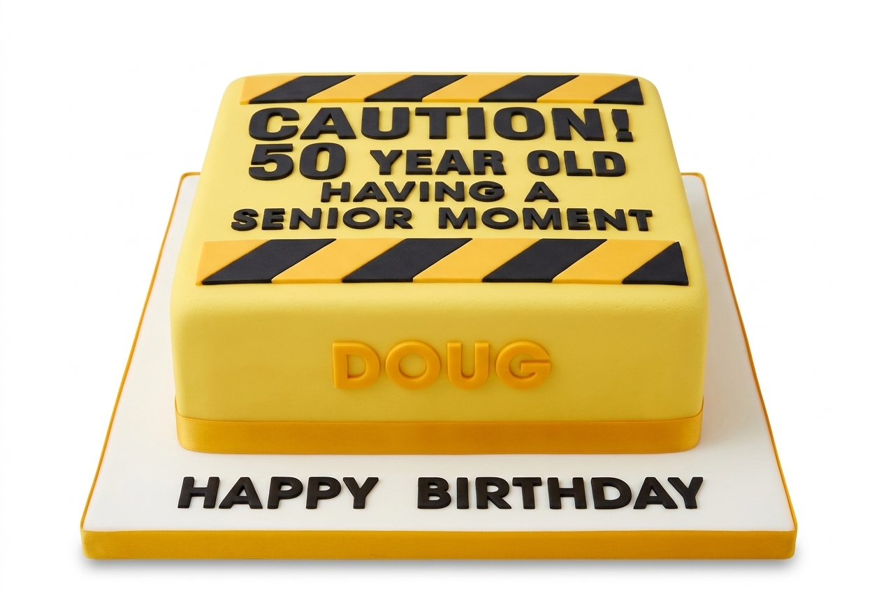 Caution Senior Moment Funny Birthday Cake - Custom Age