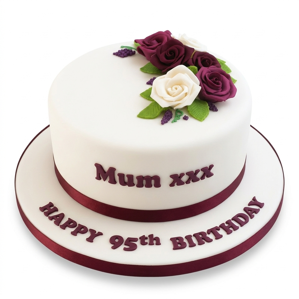 Floral Birthday Cake for Her with Custom Message