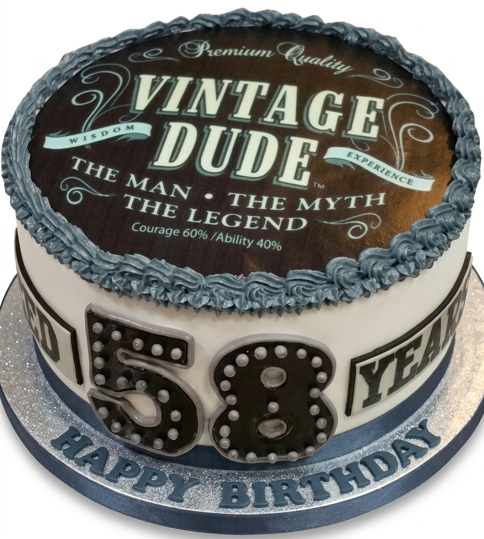 Vintage Dude Birthday Cake | Custom Age