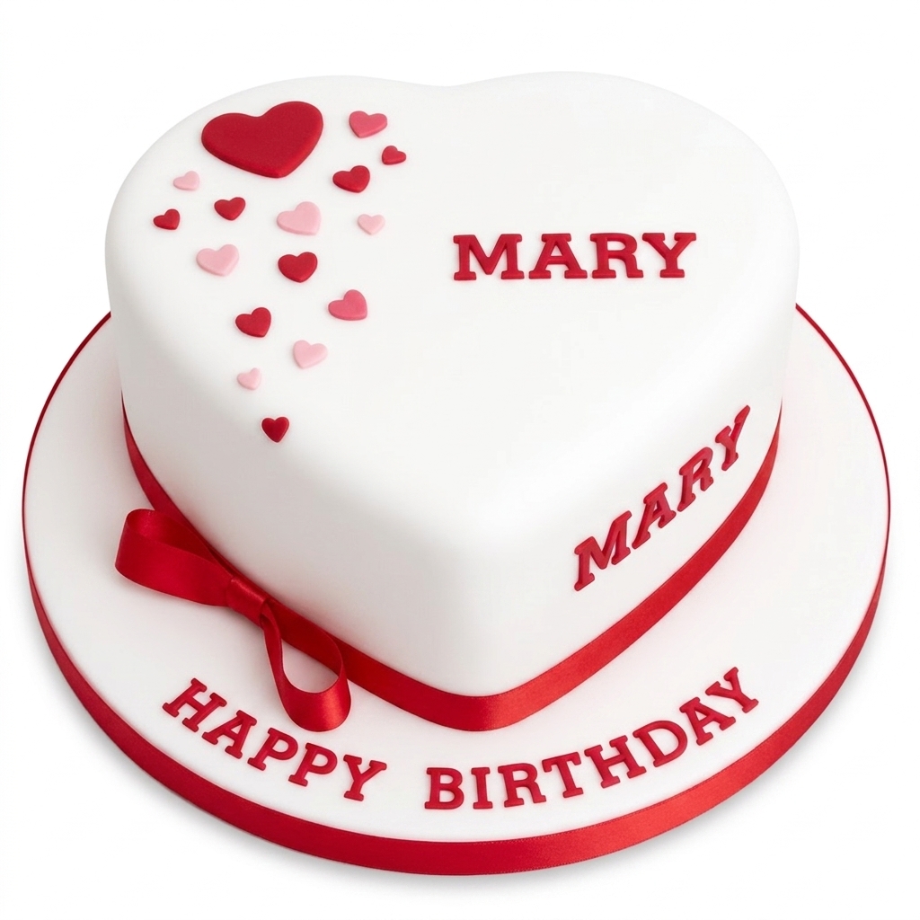 Heart Shaped Birthday Cake with Custom Message