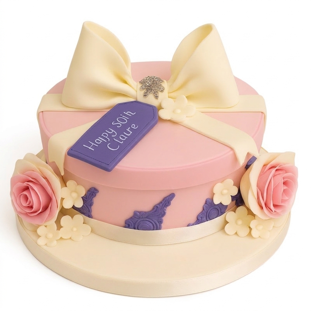 Elegant Gift Box Birthday Cake for Her
