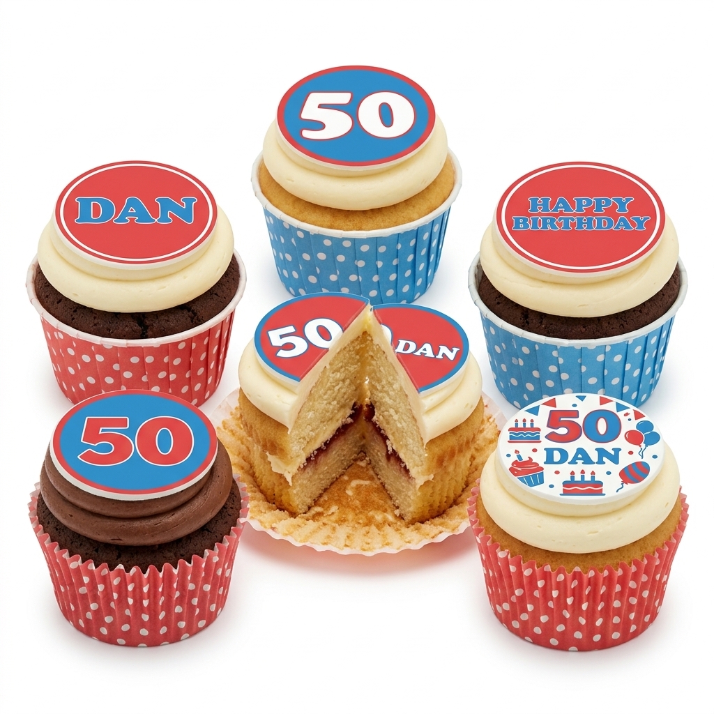 Custom Age Birthday Cupcakes with Personalised Toppers