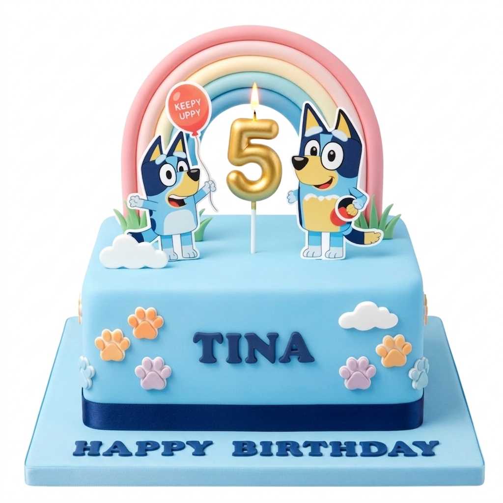 Bluey Birthday Cake with Custom Age Topper