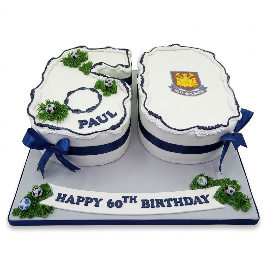 West Ham United Football Birthday Number Cake