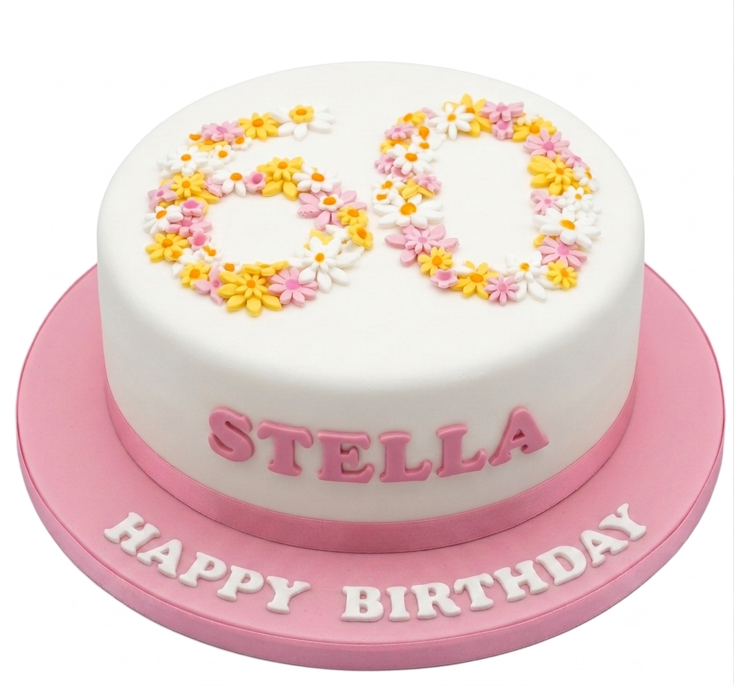 Elegant Floral Birthday Cake for Her