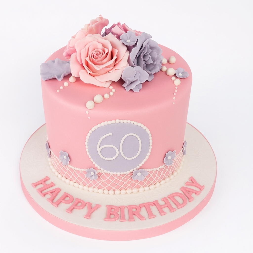 Elegant Floral Birthday Cake for Her with Custom Age