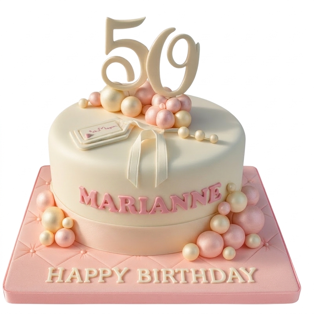 Elegant Pearl Birthday Cake for Her