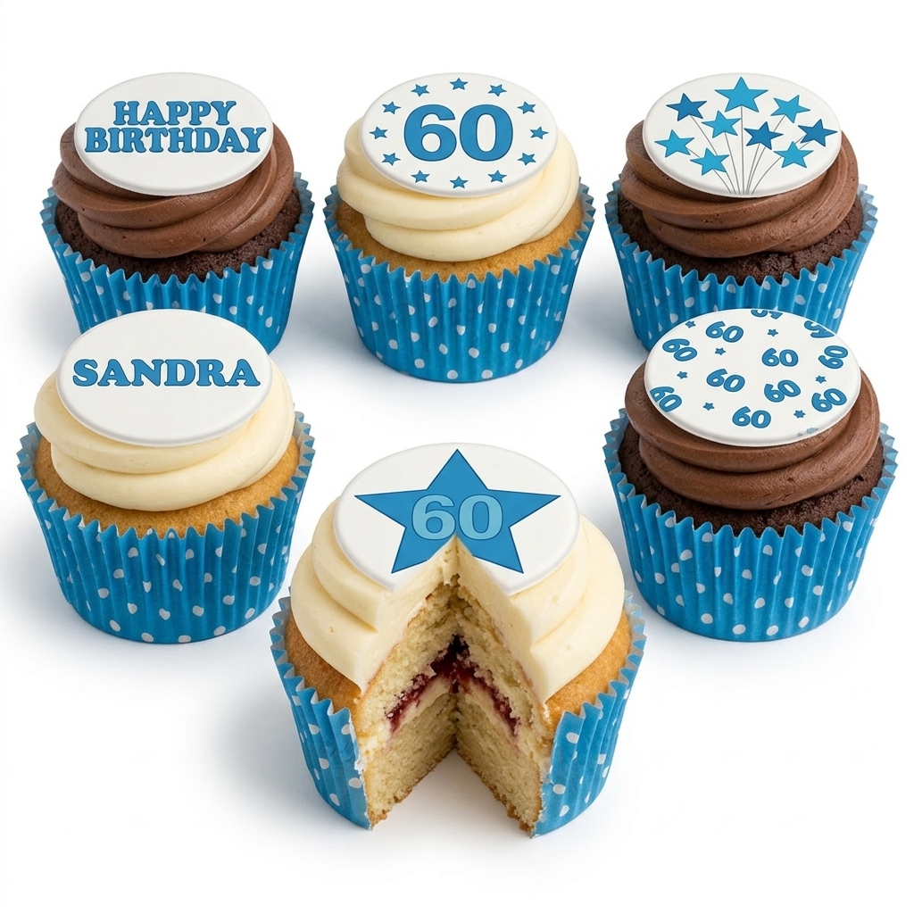 Star Birthday Cupcakes with Custom Age Toppers