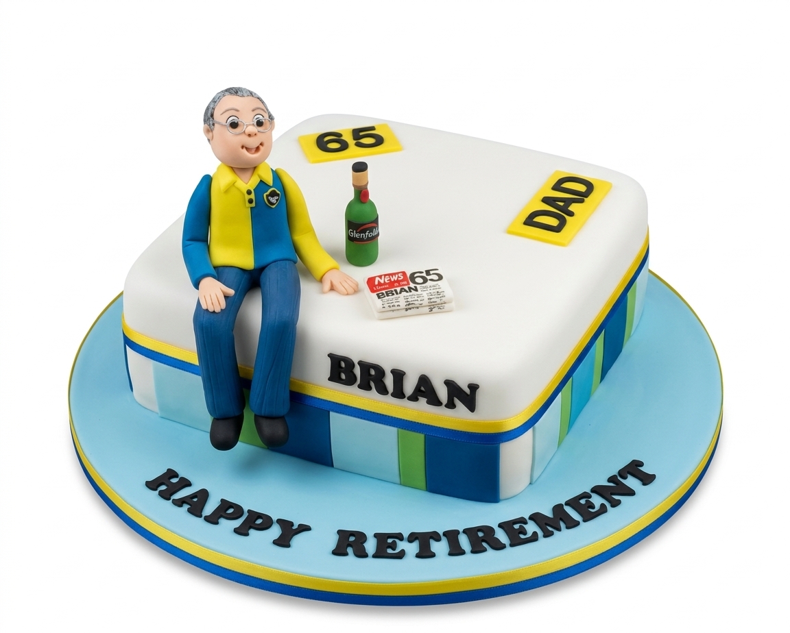 Men's Personalised Retirement Cake with Custom Figurine