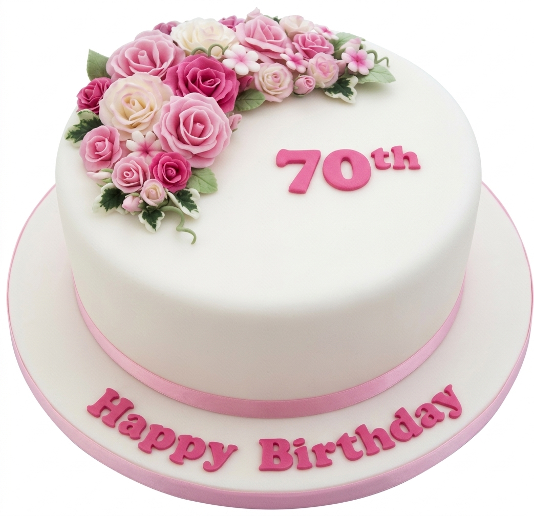 Pink Floral Birthday Cake for Her