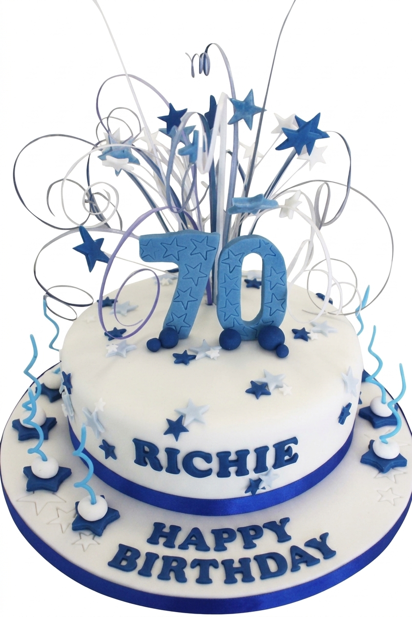 70th Birthday Star Burst Cake