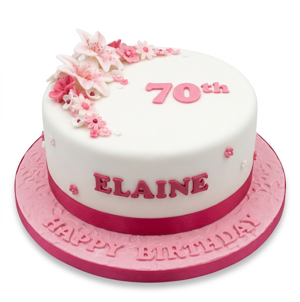 Floral Birthday Cake for Her with Custom Age & Name