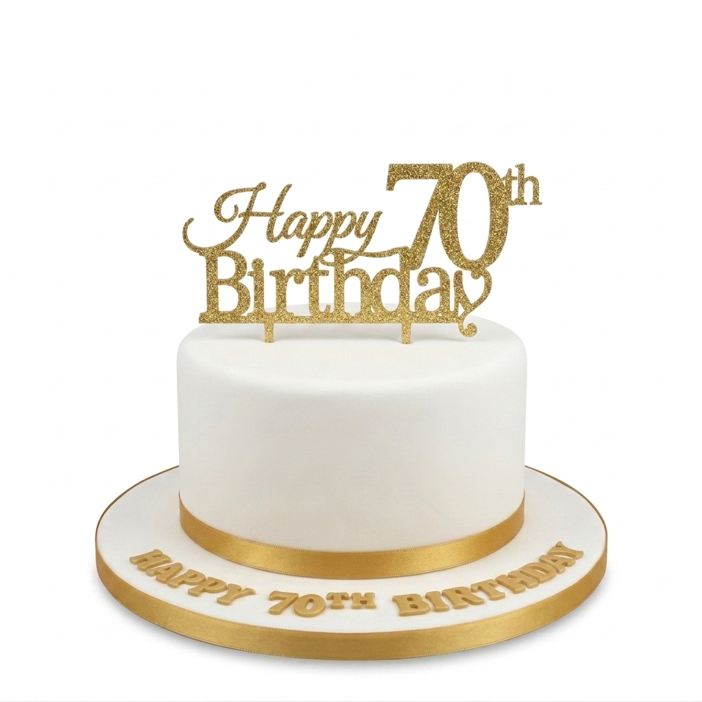 Elegant Gold 70th Birthday Cake
