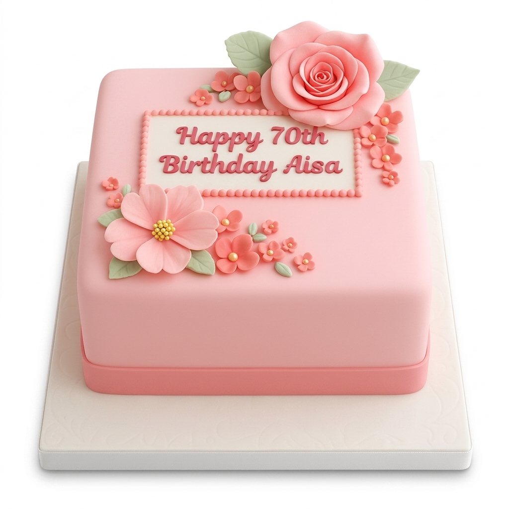 Elegant Pink Floral Birthday Cake
