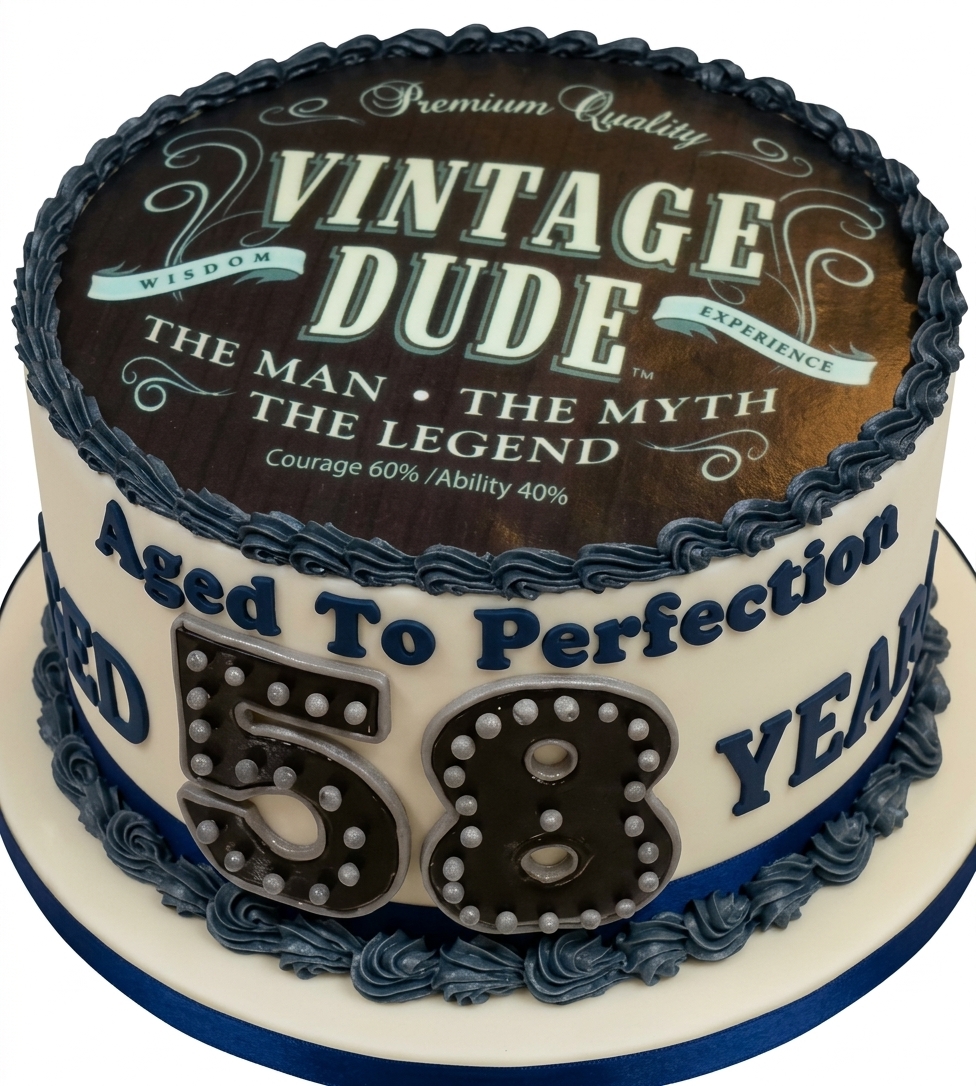 Men's Vintage Dude Custom Age Birthday Cake