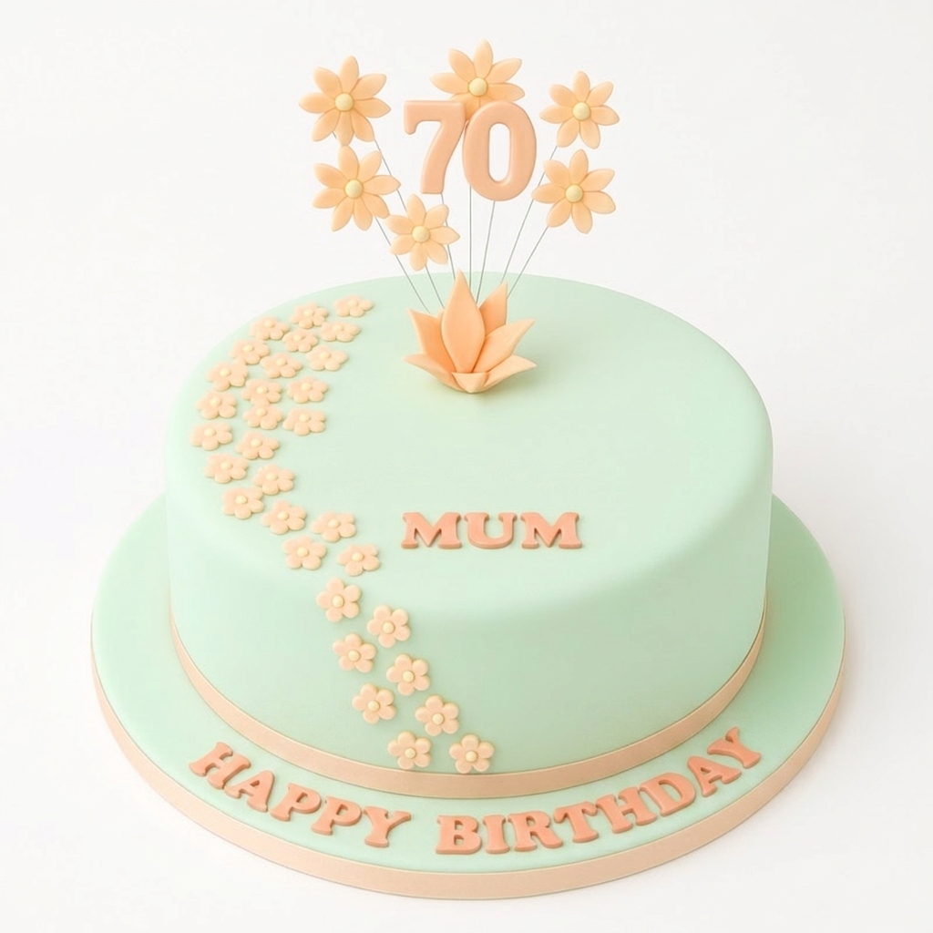Floral Daisy Birthday Cake with Custom Age