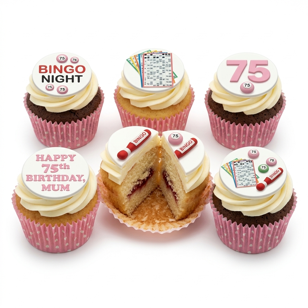75th Birthday Bingo Cupcakes