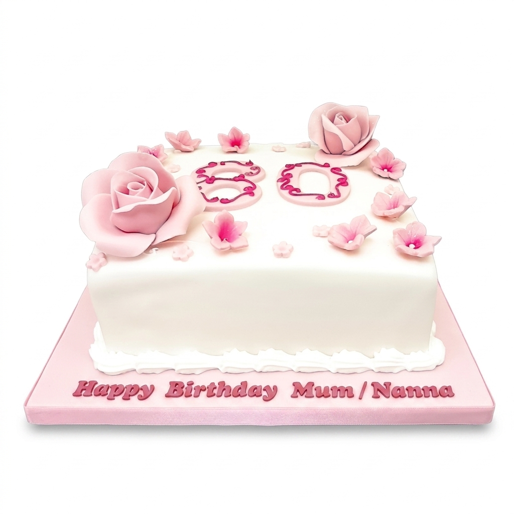 Floral Birthday Cake for Her with Custom Age
