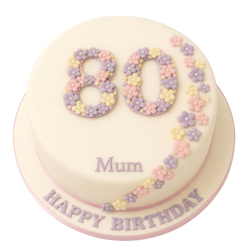 Floral Custom Age Birthday Cake for Her