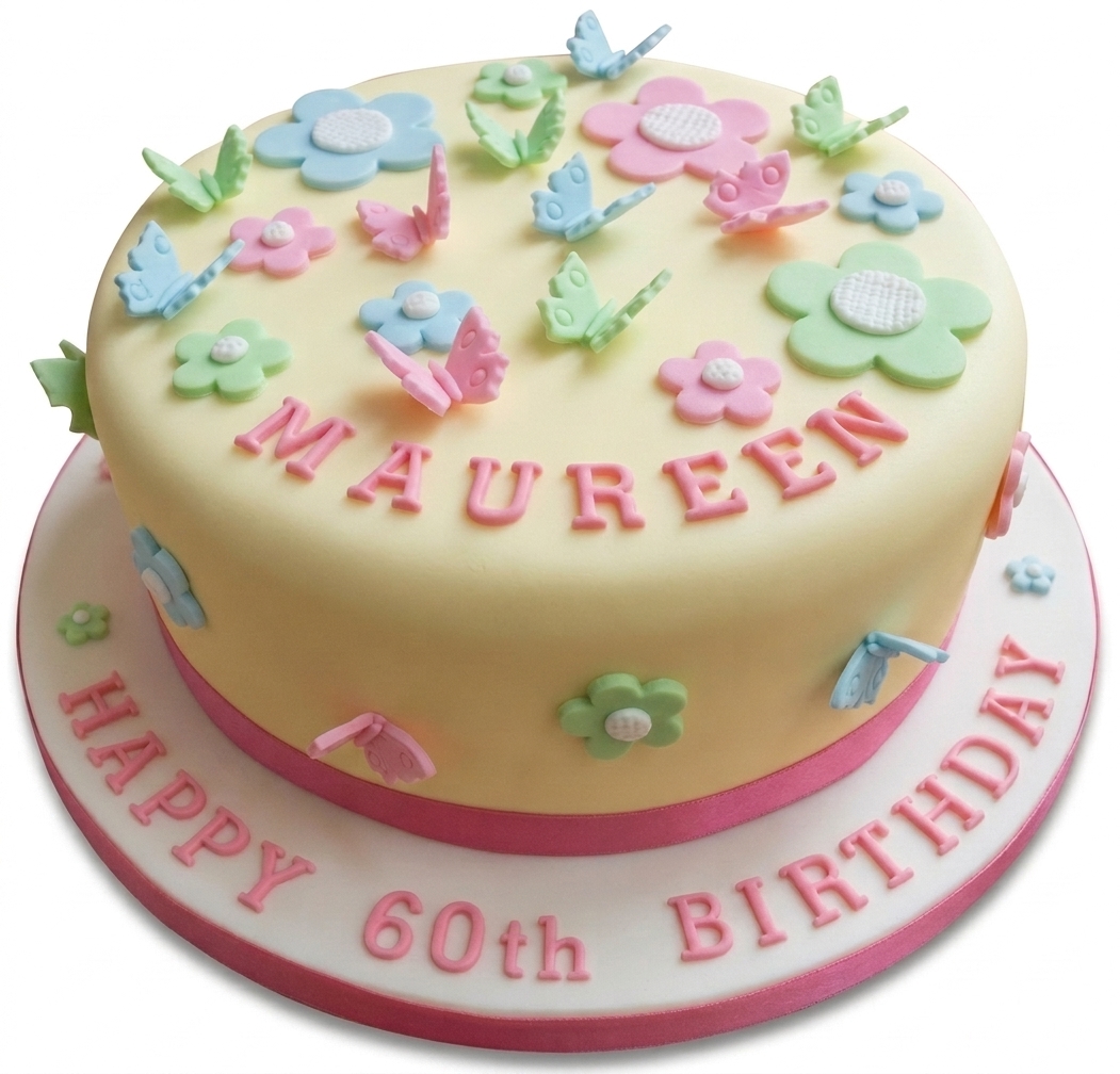 Floral Butterfly Birthday Cake for Her