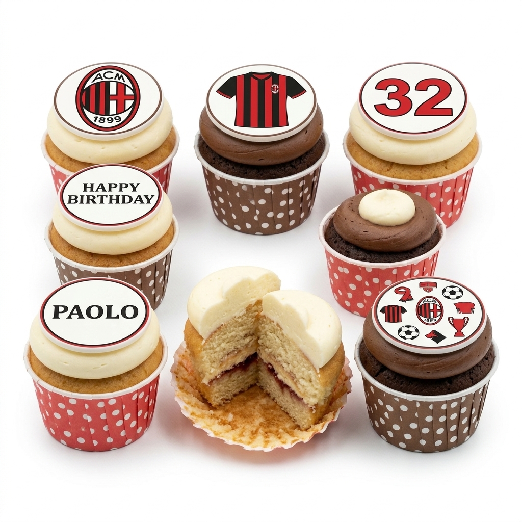 AC Milan Football Birthday Cupcakes