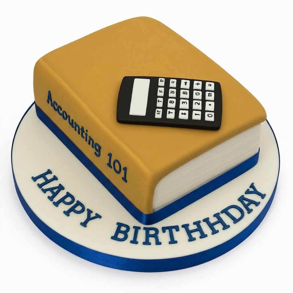 Accounting Book Birthday Cake with Calculator