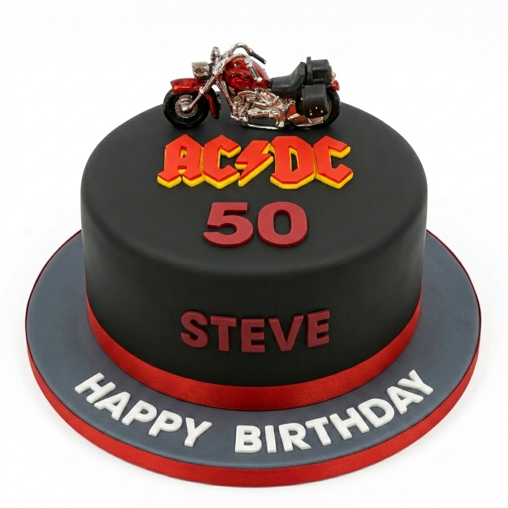 ACDC Rock Music Motorcycle Birthday Cake