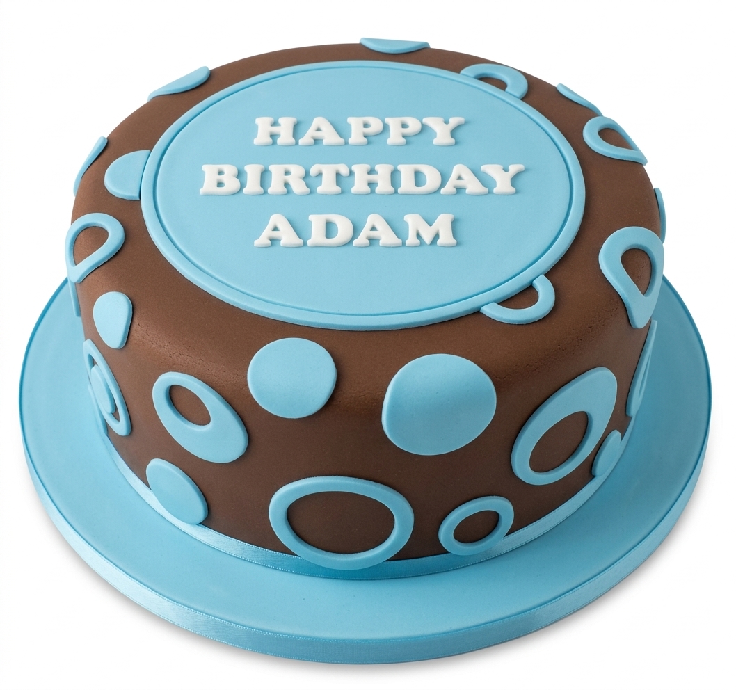 Blue & Brown Polka Dot Birthday Cake for Him