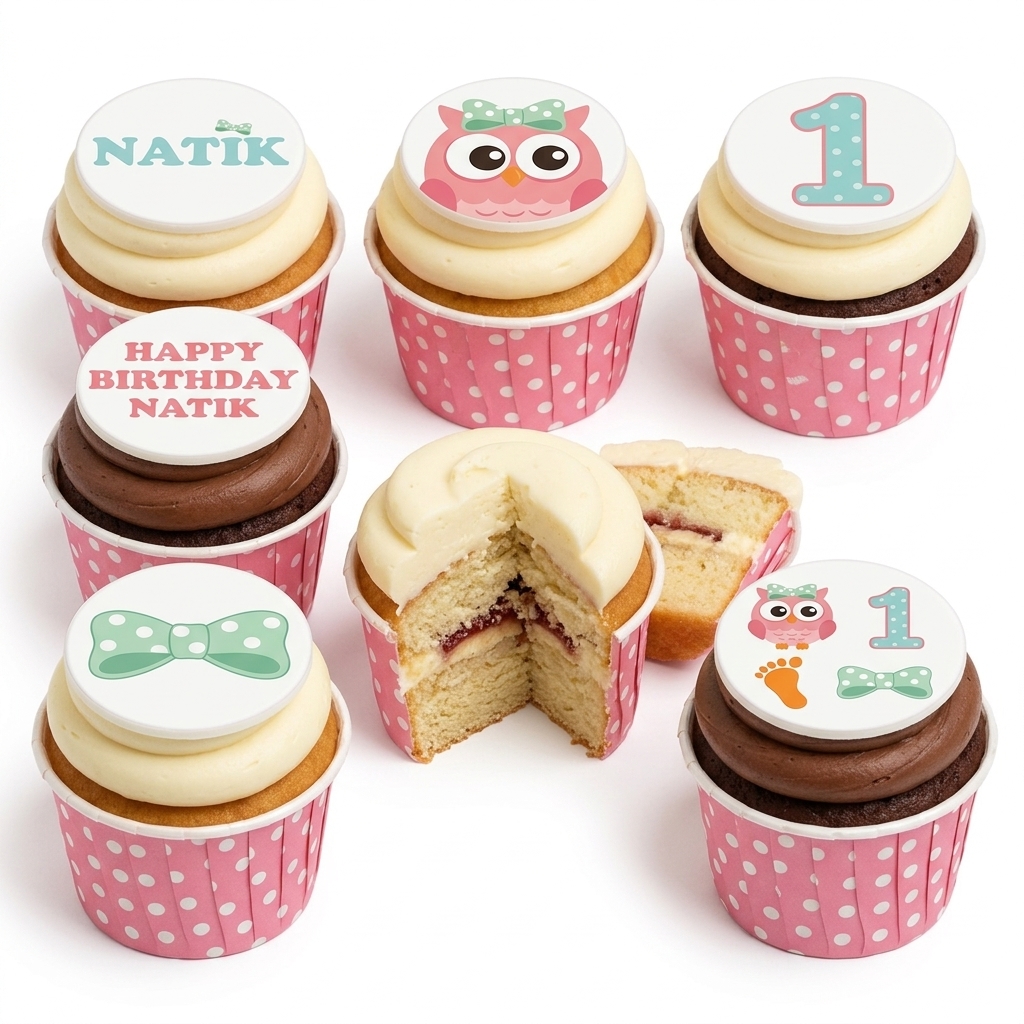 1st Birthday Owl & Bow Cupcakes