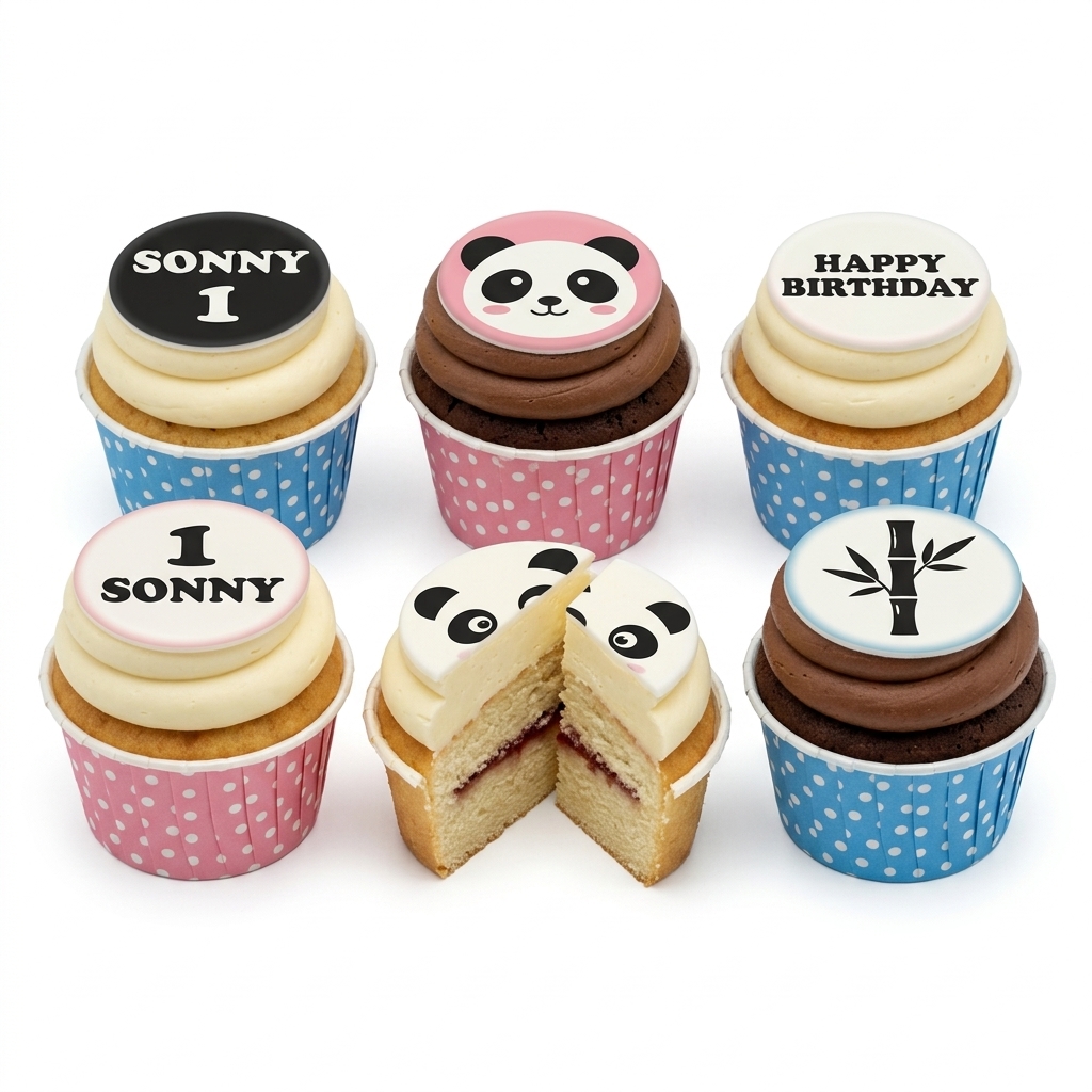 Personalised Panda Birthday Cupcakes